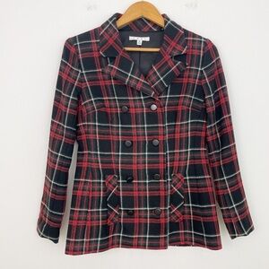 Cabi Style 165 Manhattan Tartan Plaid Wool Blend Peacoat Button Down Blazer Sz 2